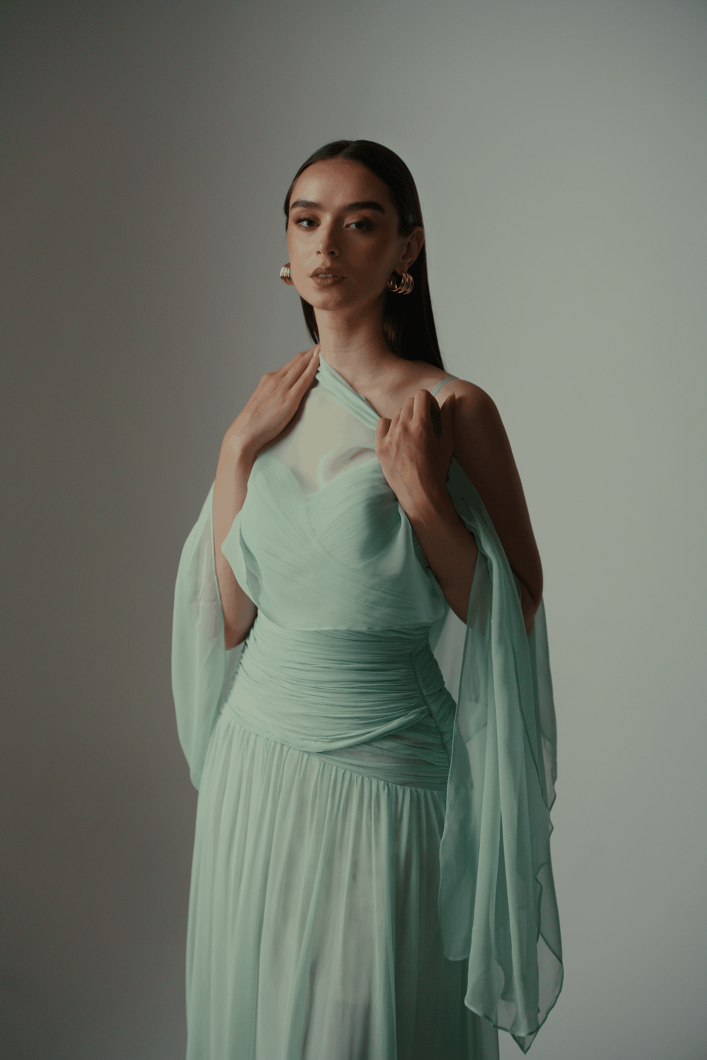 Silk Chiffon Mint Green Dress