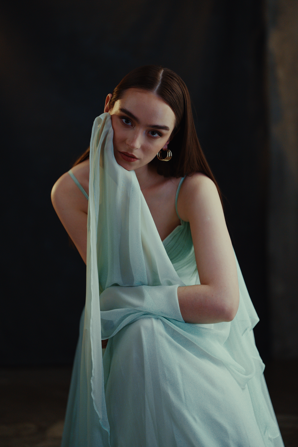 Silk Chiffon Mint Green Dress
