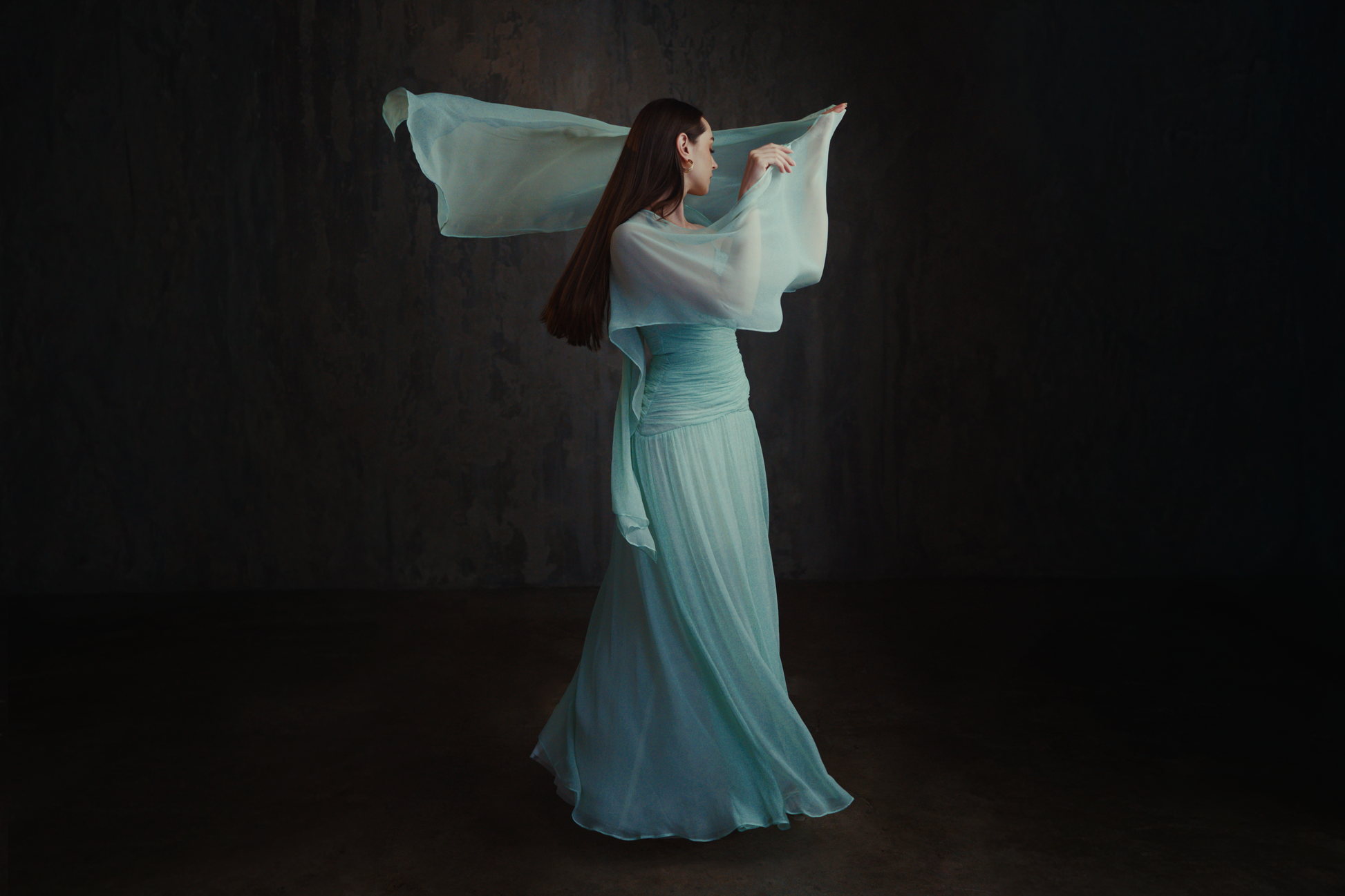Silk Chiffon Mint Green Dress