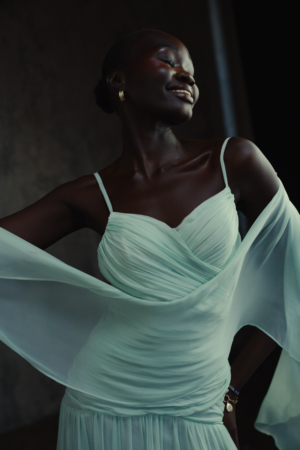 Silk Chiffon Mint Green Maxi Gown – SENDOLI