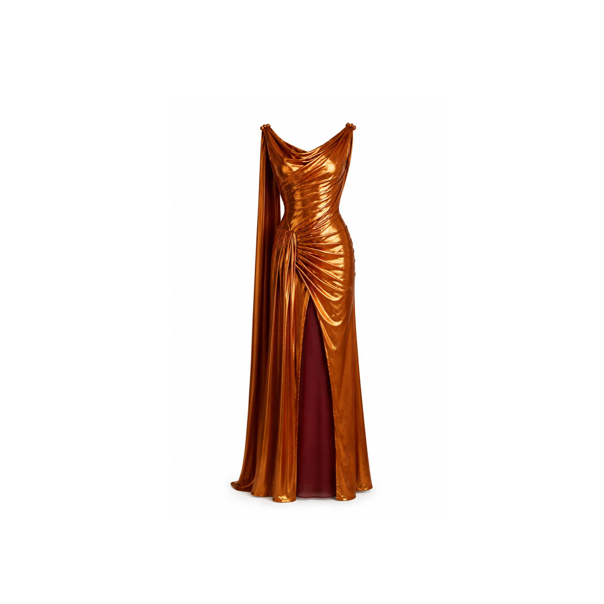 Golden Lamé Chiffon Maxi Gown – SENDOLI